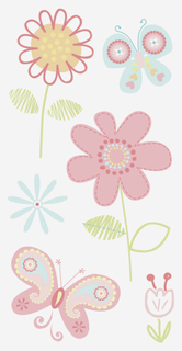 Stick-On's-Mix „Blumen“, 75 × 165 mm, bunt, 1 Blatt