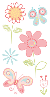 Stick-On's Mix “Flowers”, 75 × 165 mm, variegated, 1 sheet(s)