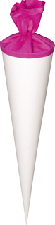 Schultüten-Rohling mit Filzverschluss 70 cm Ø 19 cm weiß mit Verschluss in Pin