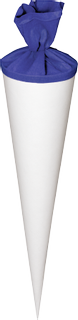 Schultüten-Rohling mit Filzverschluss 70 cm Ø 19 cm weiß mit Verschluss in Bla