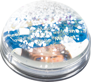 Snow Globe “Magnet”, W/H/D: 50 mm × 25 mm, transparent