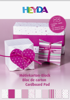 Motivkarton-Block, A4, 20 Blatt, pink