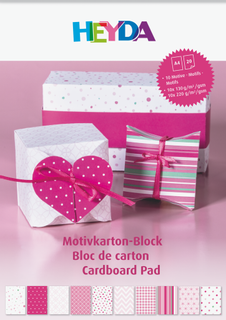 Motivkarton-Block, A4, 20 Blatt, pink