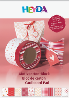 Motivkarton-Block, A4, 20 Blatt, rot