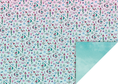 Motifed Card “Mermaid” | 50×70 cm, 300 gsm, turquoise/variegated