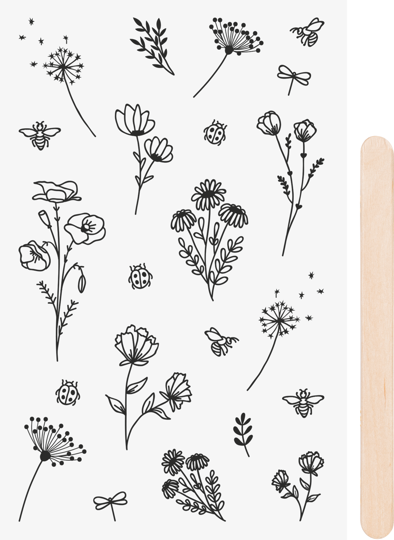 Rub On Sticker Flowers 10 X 19 Cm Blac Knorrprandell