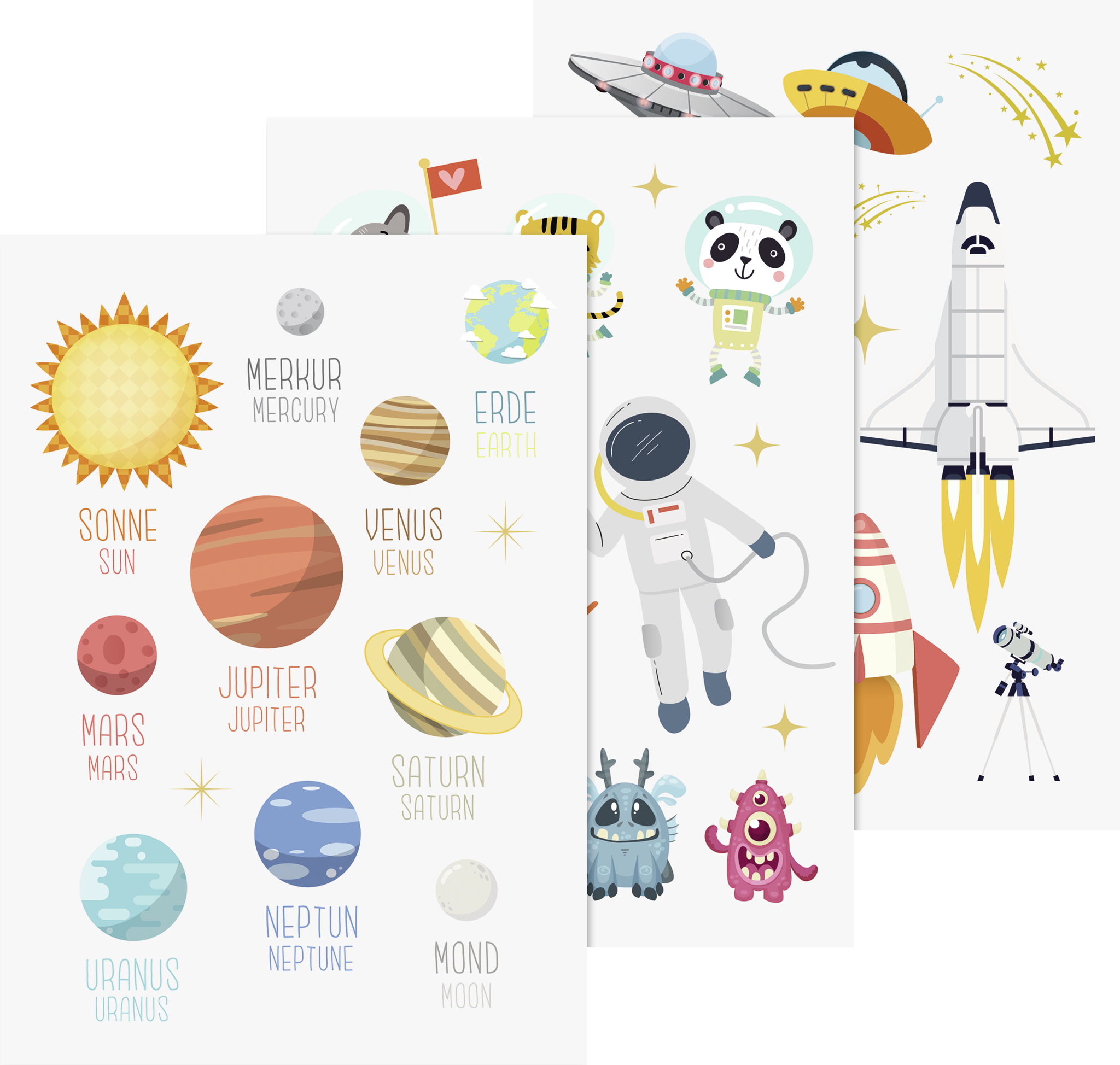 Raamsticker ruimtevaart 3st.Window Stickers "Space travel" A