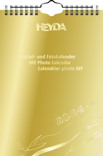 Bastel- und Fotokalender (2024), 1 Blatt = 1 Monat, A5, goldfarben