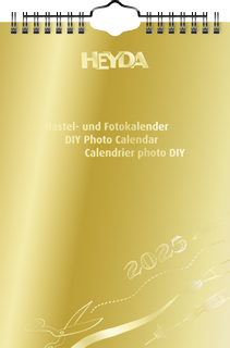Bastel- und Fotokalender jahresgebunden (2025), 1 Blatt = 1 Monat, A5, goldfarben