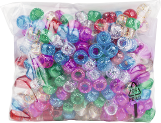 Big-Hole Bead Mix glitter | Ø 7 mm, multi-coloured, 78 g