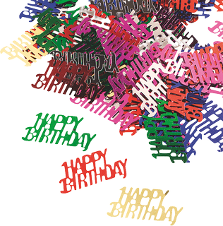 Tinsel Decoration “Happy Birthday”, W/H: 30 mm × 15 mm, mm, multi-coloured, 20 g