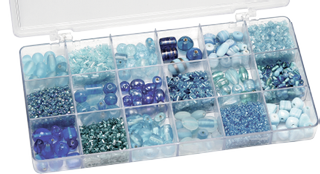 Sortimentsbox Glasperlen groß 21 x 10,5 x 2,4 cm hellbla