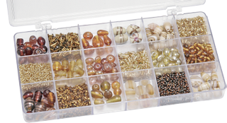 Glass Beads Assortment Box large 21 x 10.5 x 2.4 cm brow