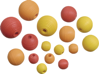 Melange de perles en bois " 4 " jaune, orange, roug