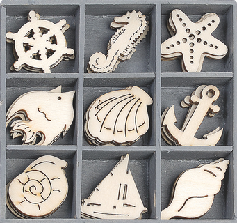 Holzornamentbox „Ocean Paradise“ natur | 105×105 mm, 30 mm, natur