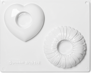 Gießform „Herz, Blume“ Kerzenhalter | 105-115 mm, weiß