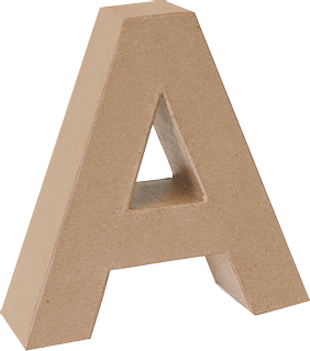 Papp-Buchstabe 3D „A“, B/H/T: 175 mm × 55 mm, naturfarben