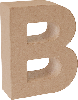 Lettre en carton 3D « B », l/h/P: 146 mm × 175 mm × 55 mm, couleur nature