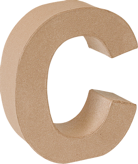 Cardboard Letter 3D “C”, W/H/D: 160 mm × 175 mm × 55 mm, natural-coloured