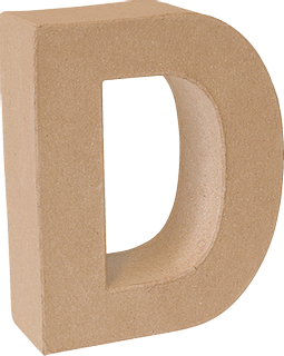 Papp-Buchstabe 3D „D“, B/H/T: 144 mm × 175 mm × 55 mm, naturfarben