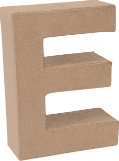 Cardboard Letter 3D “E”, W/H/D: 132 mm × 175 mm × 55 mm, natural-coloured