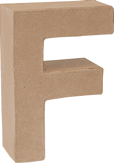 Cardboard Letter 3D “F”, W/H/D: 115 mm × 175 mm × 55 mm, natural-coloured