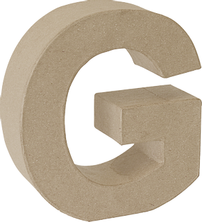 Cardboard Letter 3D “G”, W/H/D: 165 mm × 175 mm × 55 mm, natural-coloured