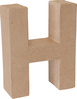 Lettre en carton 3D « H », l/h/P: 140 mm × 175 mm × 55 mm, couleur nature