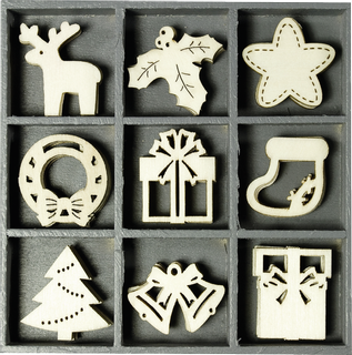 Holzornamentbox "Weihnachten" Motivgröße ca. 3 cm, Box: 10,5 x 10,5 c