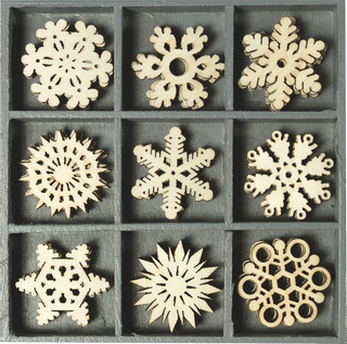 Wooden Ornament Box natural “Ice Crystals, Ornaments”, 30 mm, natural