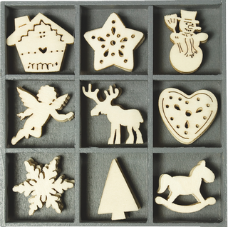 Holzornamentbox „Weihnachten“ natur | 105×105 mm, 30 mm, natur